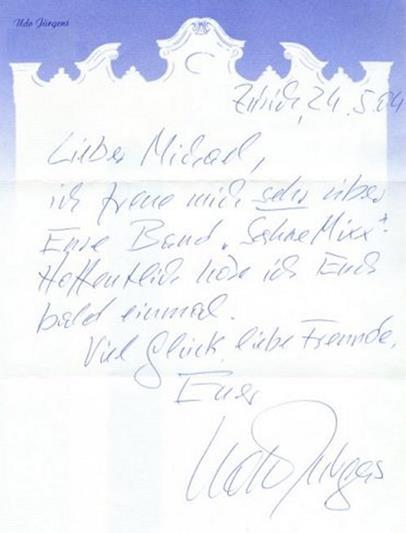 Persönlicher Brief von Udo Jürgens