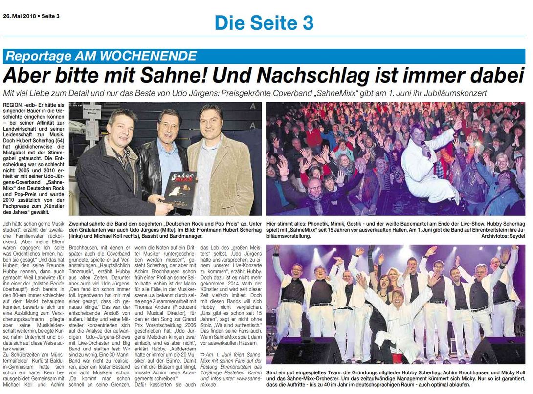 2018-05-26 Lokalanzeiger Koblenz und Mayen 15 Jahre SahneMixx